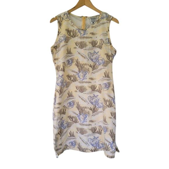 Columbia Sleeveless Tropical Print Tank Dress Yellow Blue Women Size M Summer - Picture 1 of 9